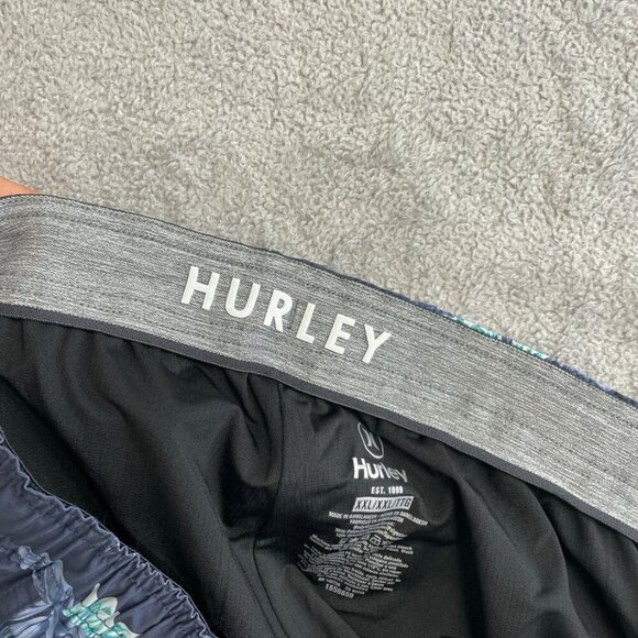 NEW Hurley Men's XXL 18" Outseam Swim Shorts Blue Hawaiian Floral Pattern - Picture 4 of 7